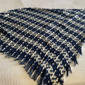 Doitung Geraldine R Mix Blue Scarf NWT 100cm X 100cm Cotton/bamboo Hand Woven